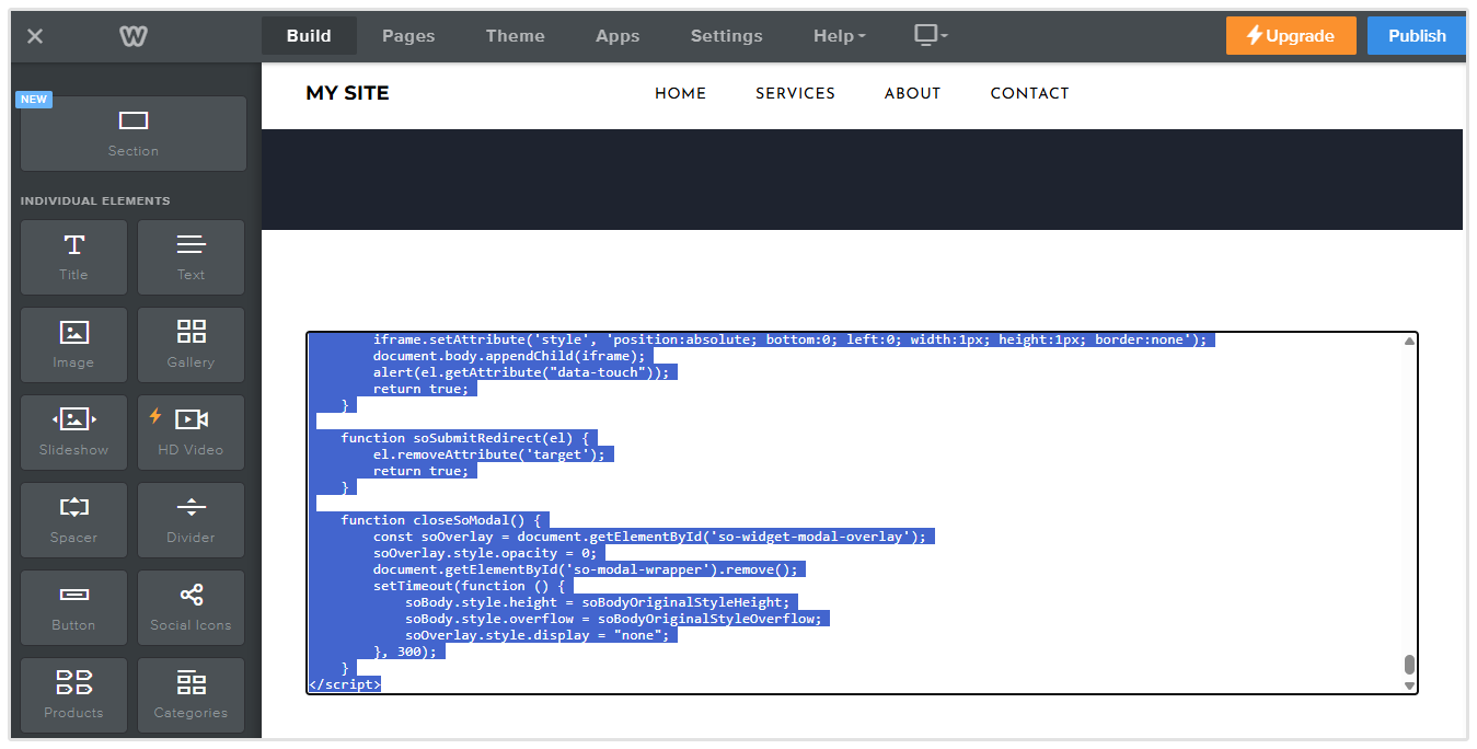 Add Embed Code Weebly